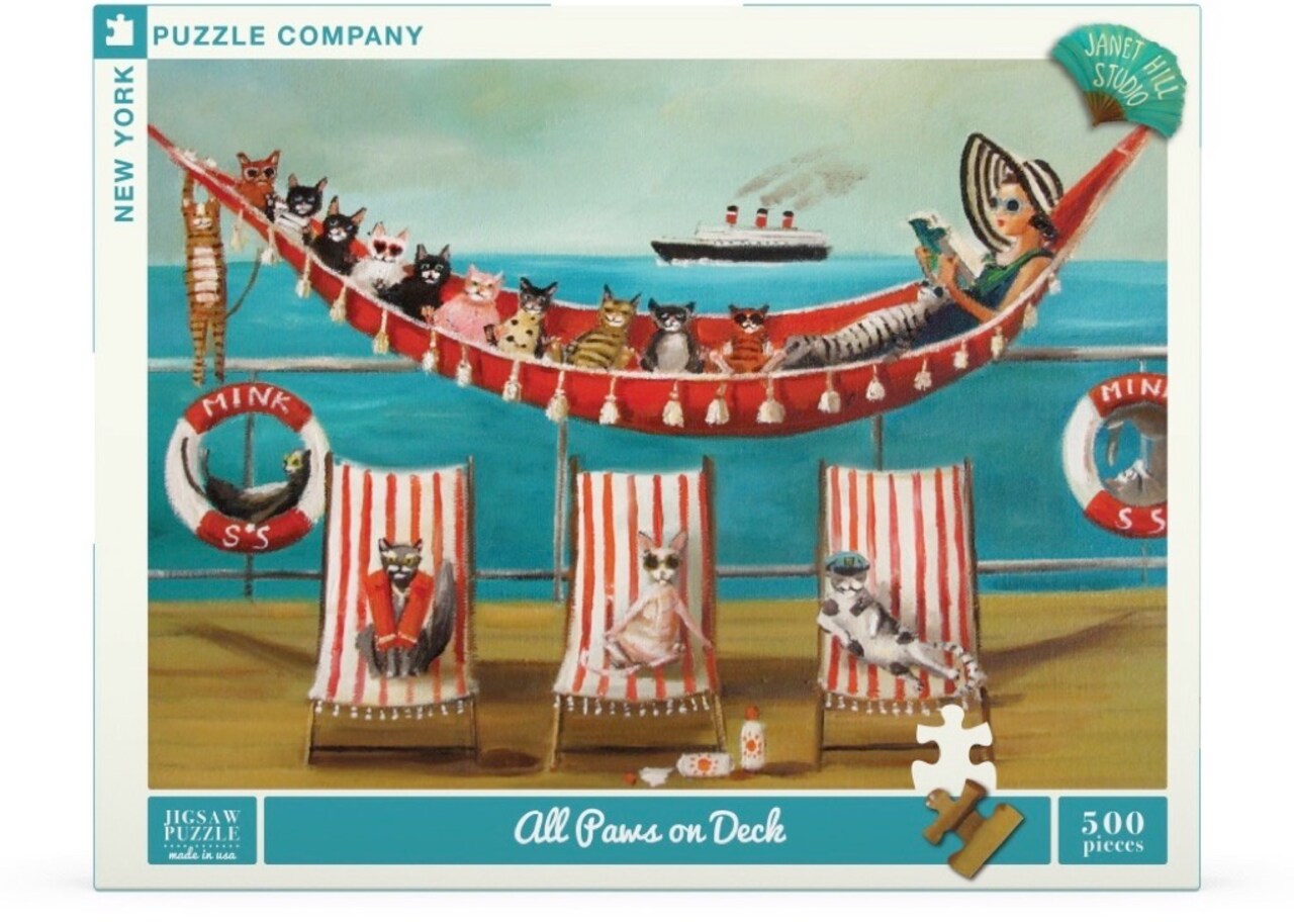 New York Puzzle Company All Paws on Deck 500 Piece Piece Jigsaw Puzzle